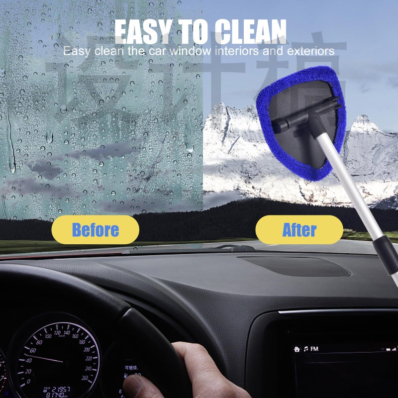 LUKCOZMO Windshield Cleaner  Car Windshield Cleaning Tool with 3 Reusable and Washable Microfiber Pads and Extendable Handle Microfiber Car Window Cleaner - Image 5